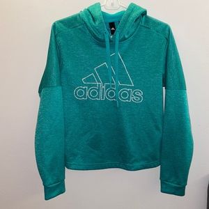 turquoise addidas cropped hoodie